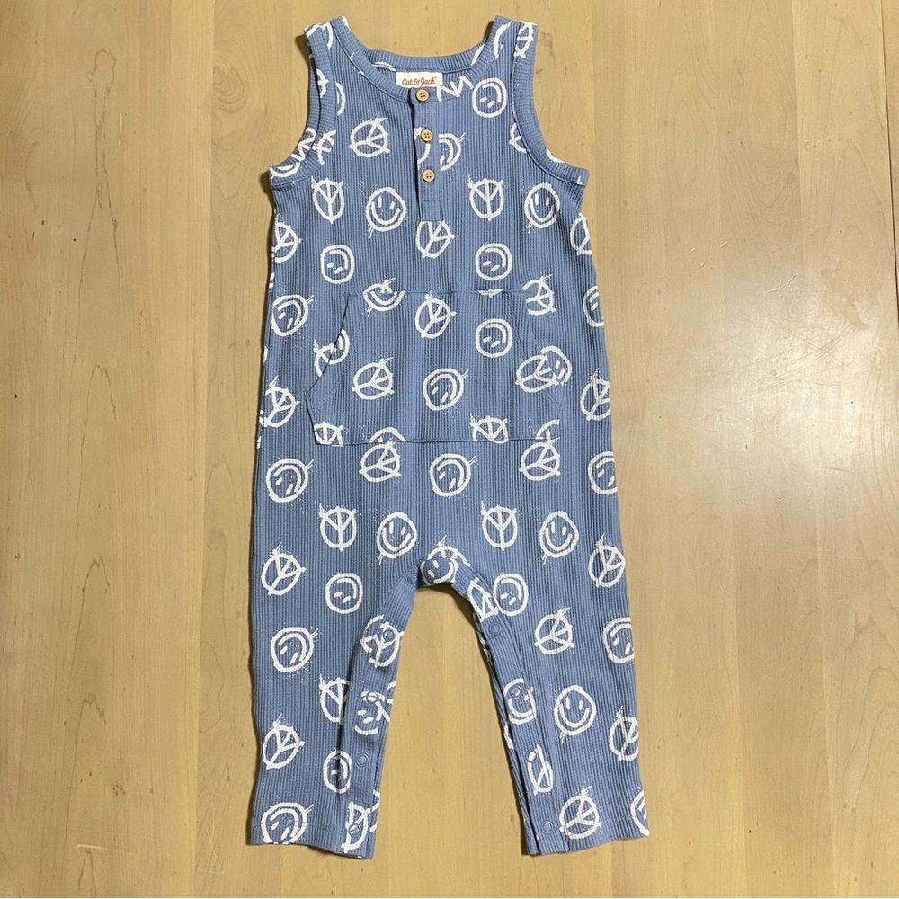 Cat & Jack Unisex Blue Peace Romper - Size 2T